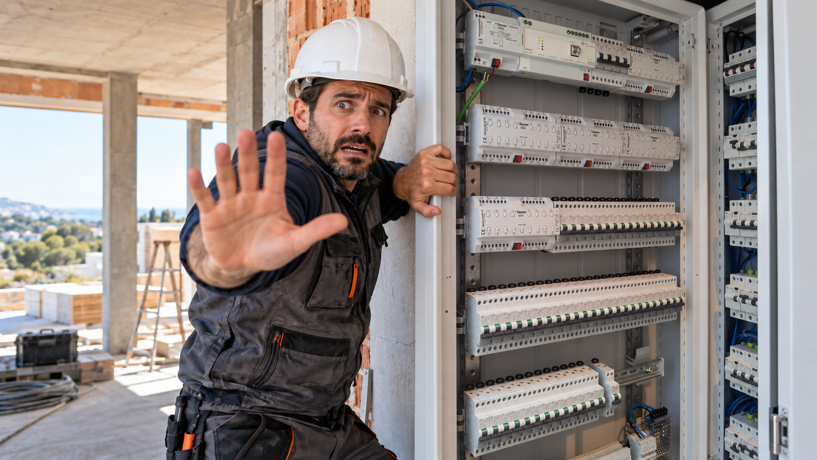 Ingeniero protege un cuadro eléctrico con equipos KNX Zennio